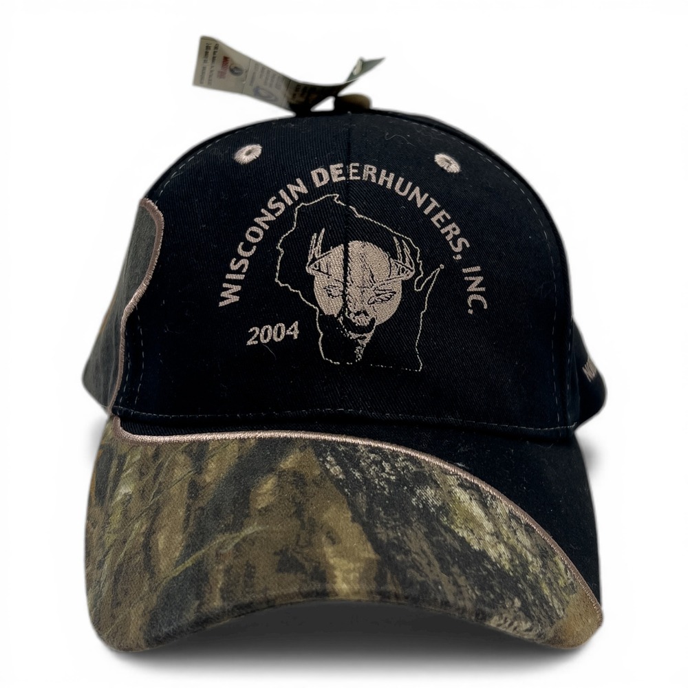 Advantage‎ Mossy Oak Wisconsin Deerhunters Inc Hat Mens OSFA Black Camo NEW 2004